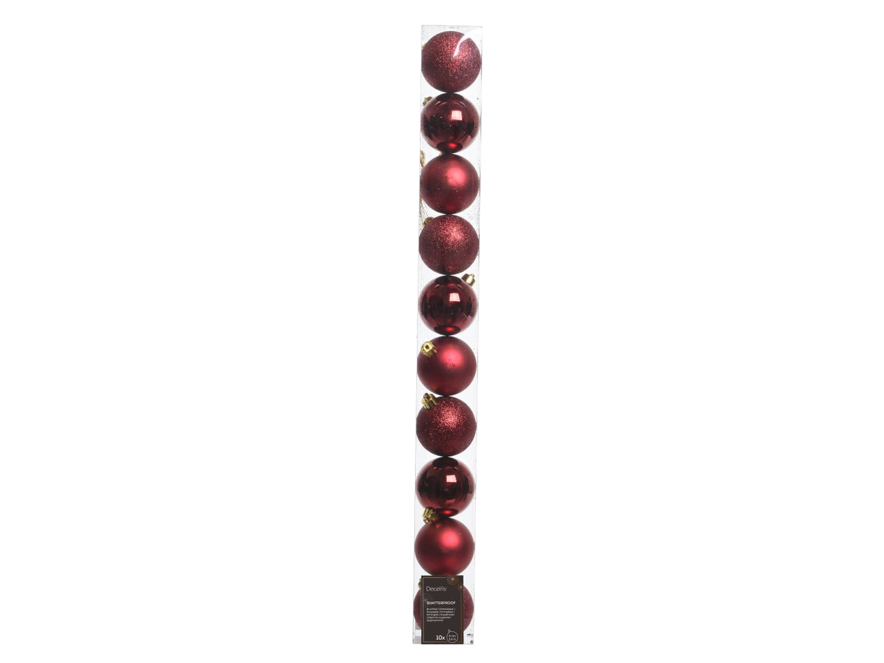 Palla 6cm in confezione da 10 pezzi bordeaux lucida, opaca e glitter