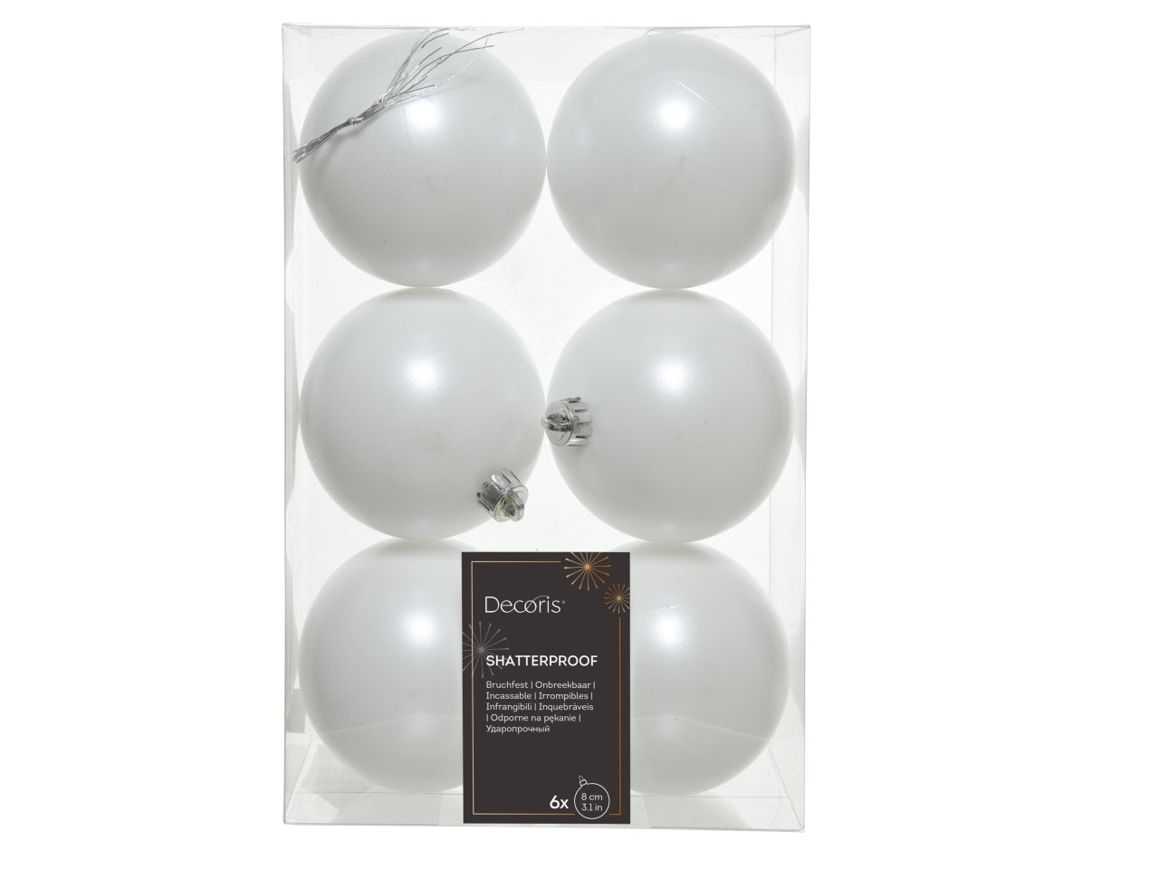 Palla 8cm in confezione da 6 pezzi bianco opaco