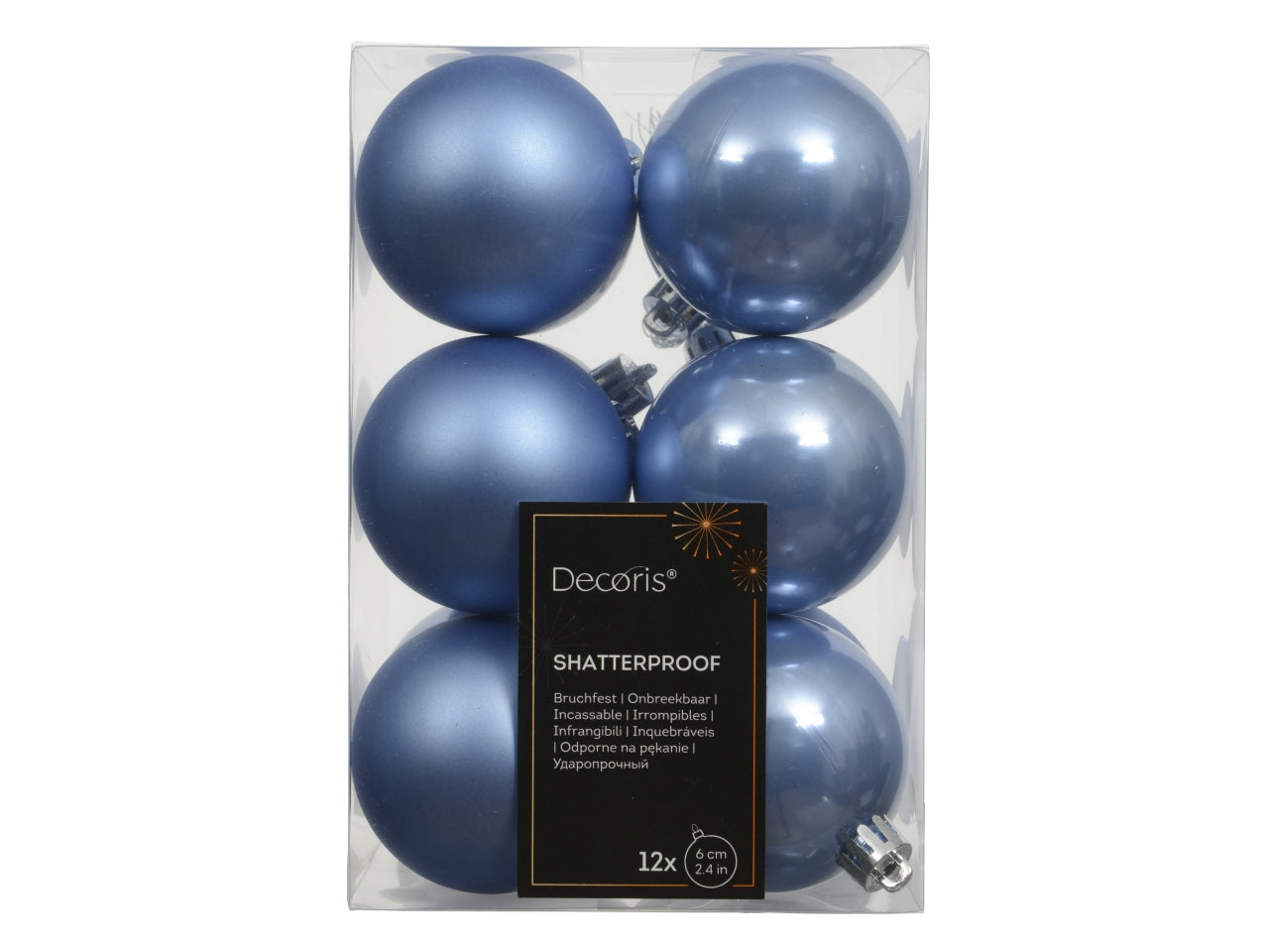Palla 6cm in confezione da 12 pezzi azzurro cielo lucido e opaco