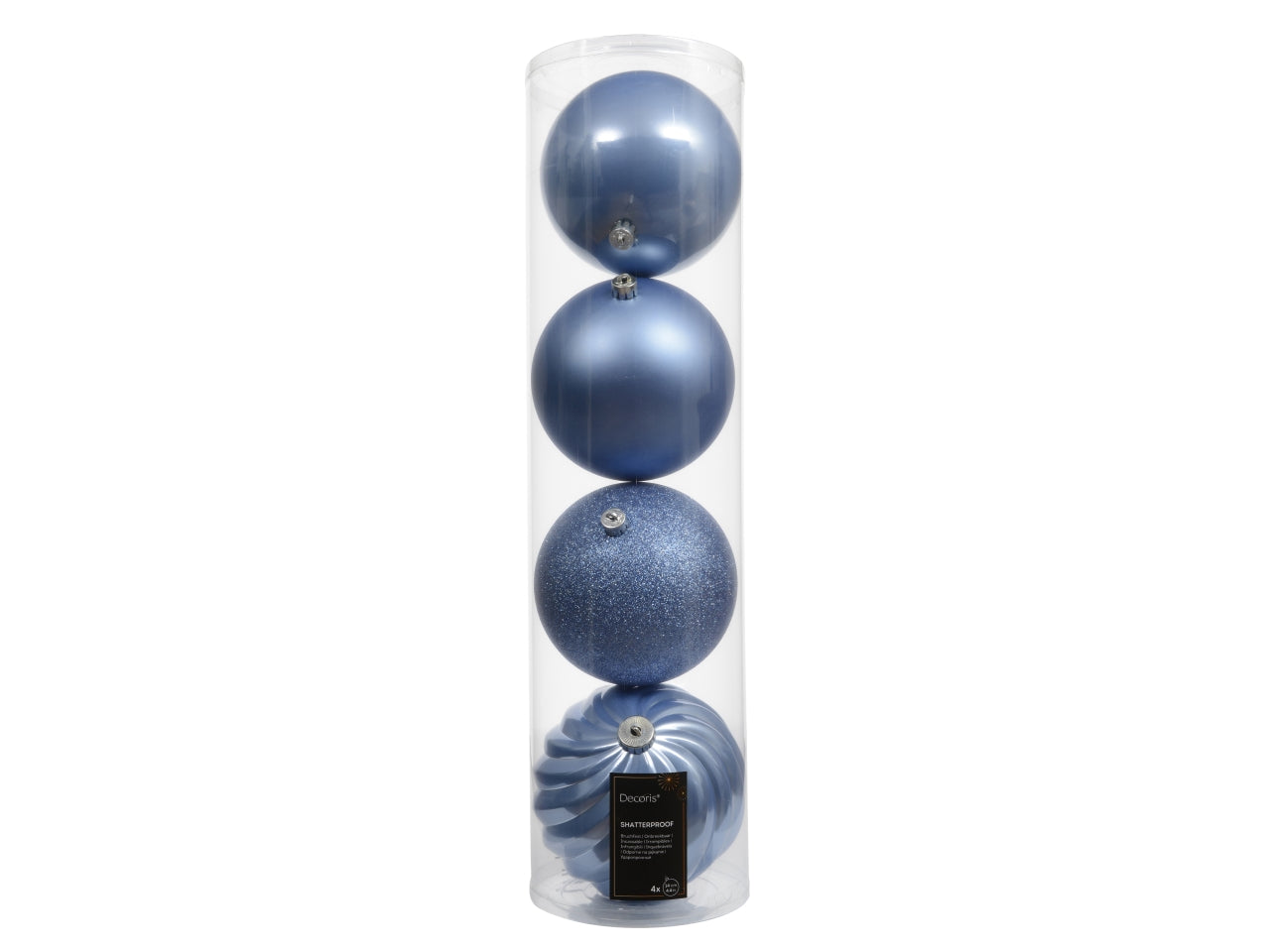Palla 14cm in confezione da 4 pezzi azzurro cielo lucido, opaco e glitter