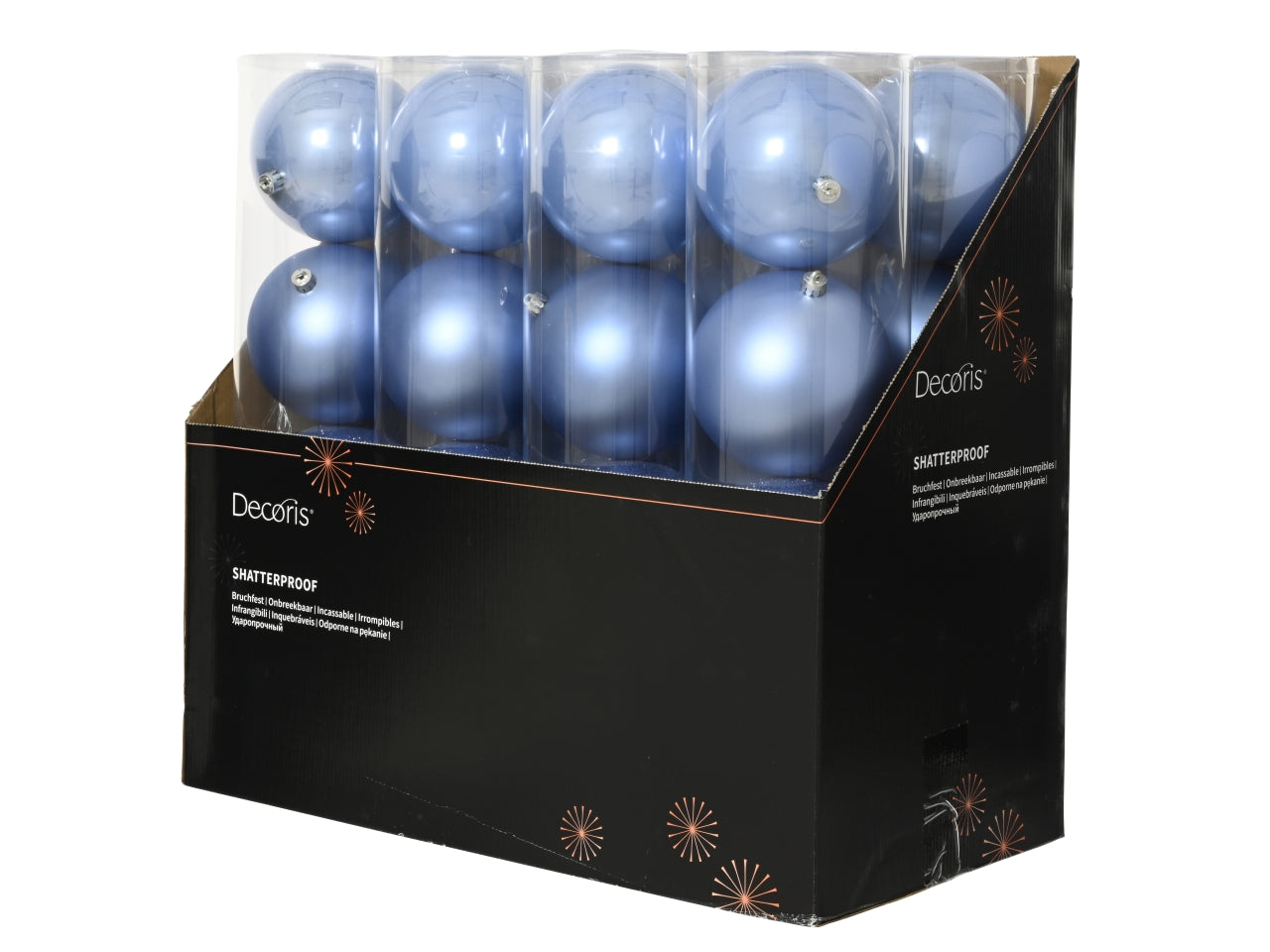 Palla 14cm in confezione da 4 pezzi azzurro cielo lucido, opaco e glitter