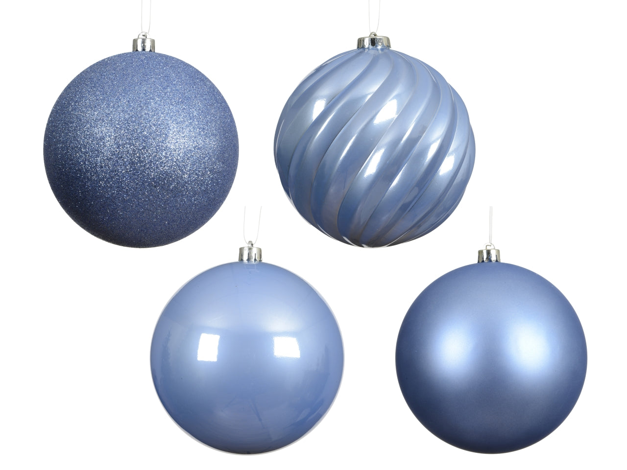 Palla 14cm in confezione da 4 pezzi azzurro cielo lucido, opaco e glitter