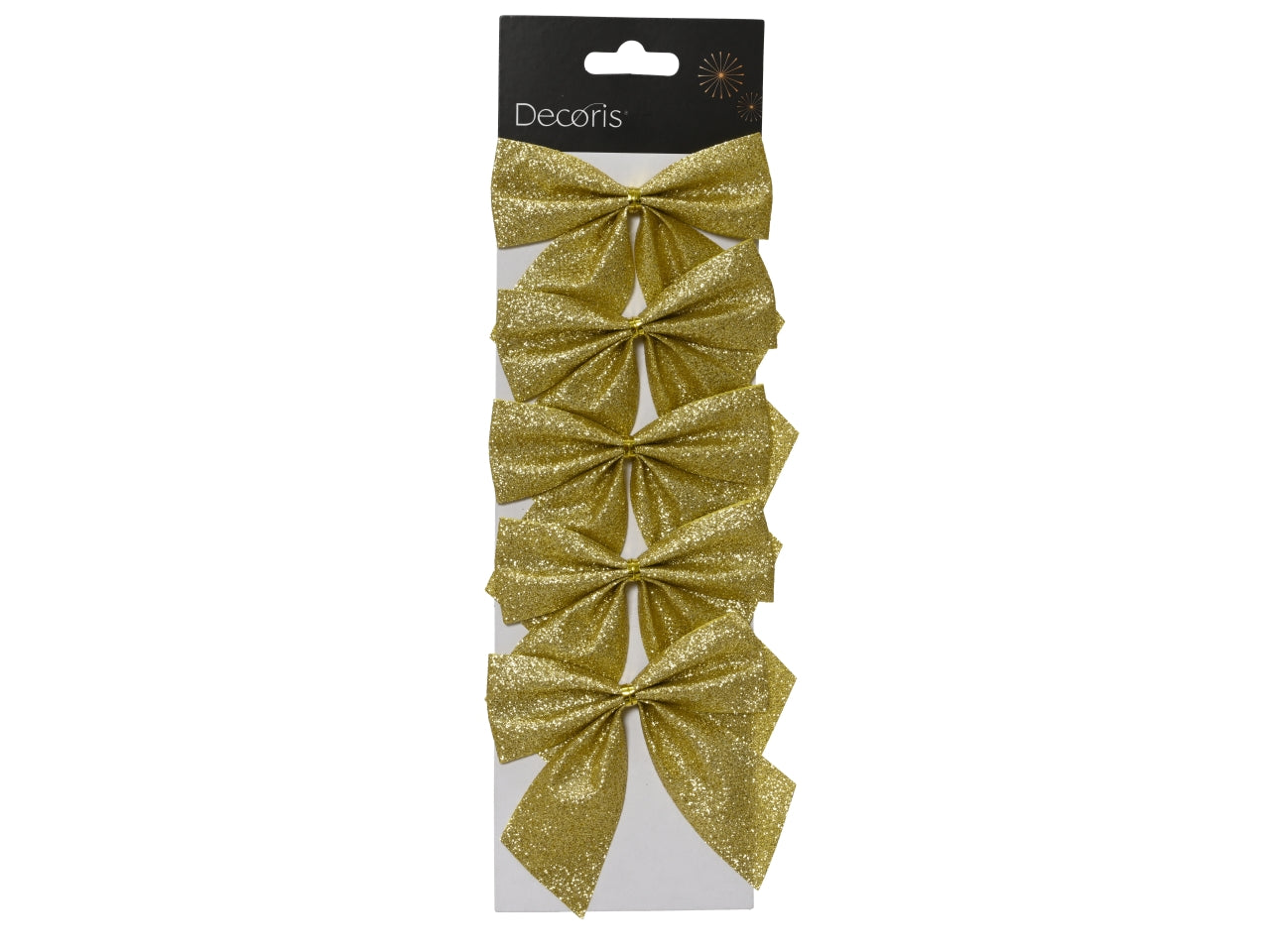 Fiocco oro glitter in cartella da 5 pezzi