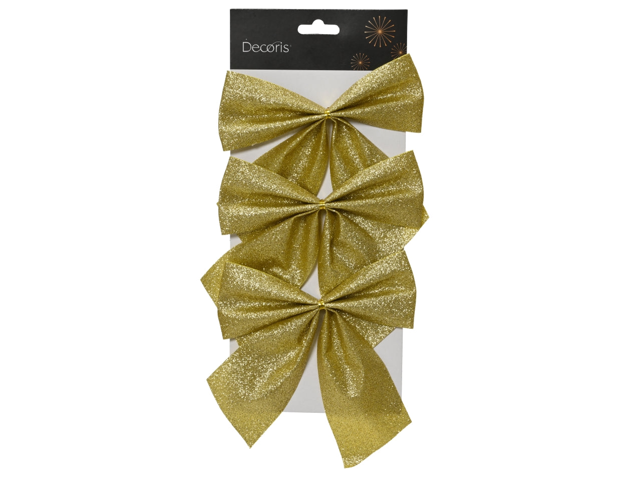 Fiocco oro glitter in cartella da 3 pezzi