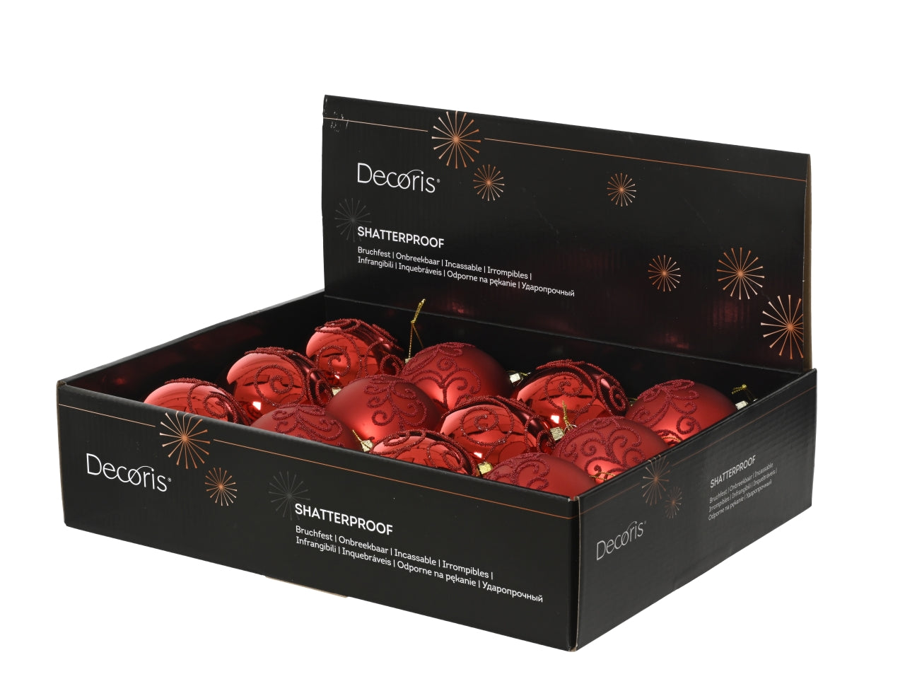 Palla 8cm rosso lucido e opaco decorata con perline