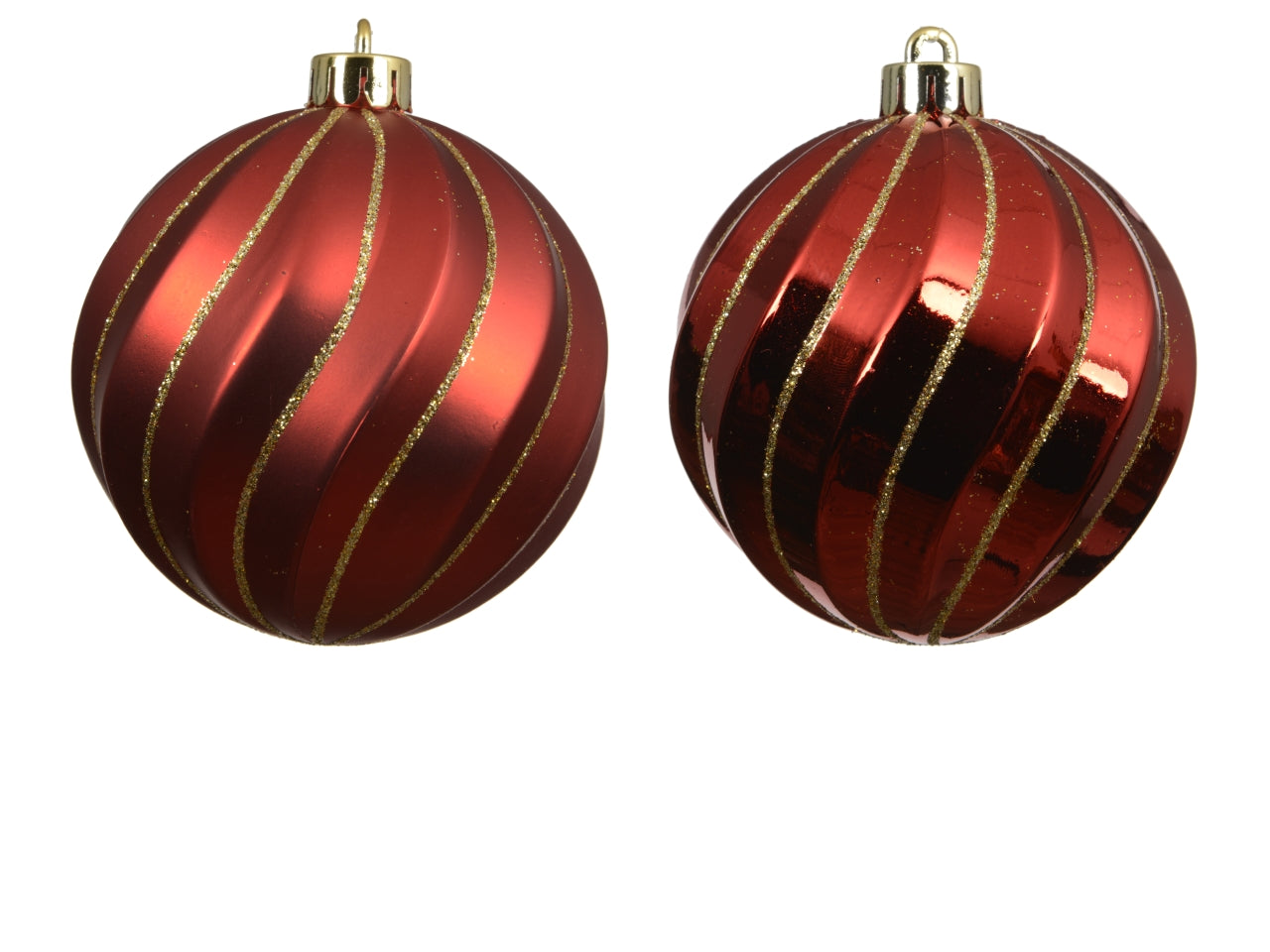 Palla 8cm spirale in confezione da 6 pezzi rosso lucido e opaco