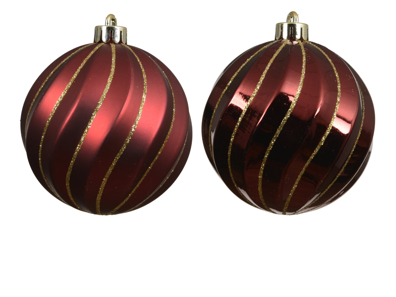 Palla 8cm spirale in confezione da 6 pezzi bordeaux lucido e opaco