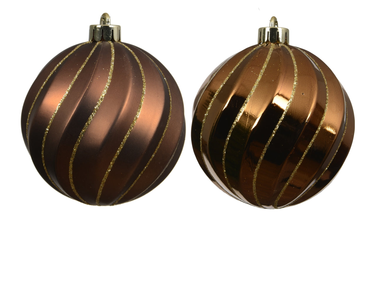 Palla 8cm spirale in confezione da 6 pezzi marrone lucido e opaco