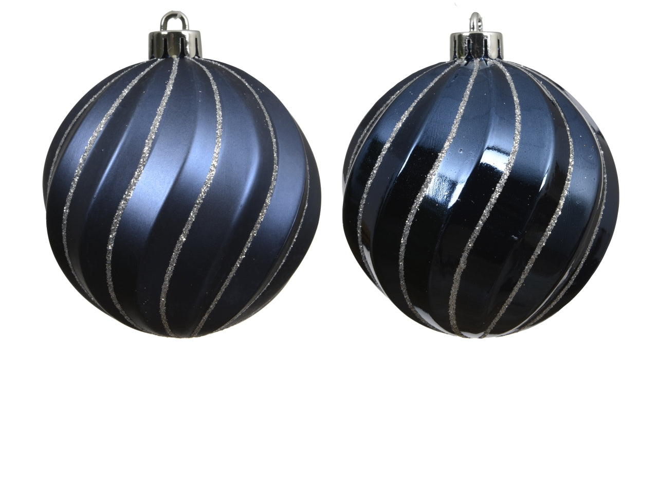Palla 8cm spirale in confezione da 6 pezzi blu notte lucido e opaco