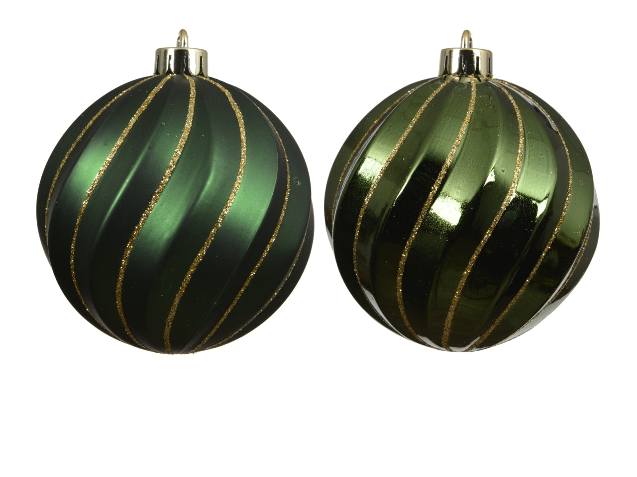 Palla 8cm spirale in confezione da 6 pezzi verde lucido e opaco