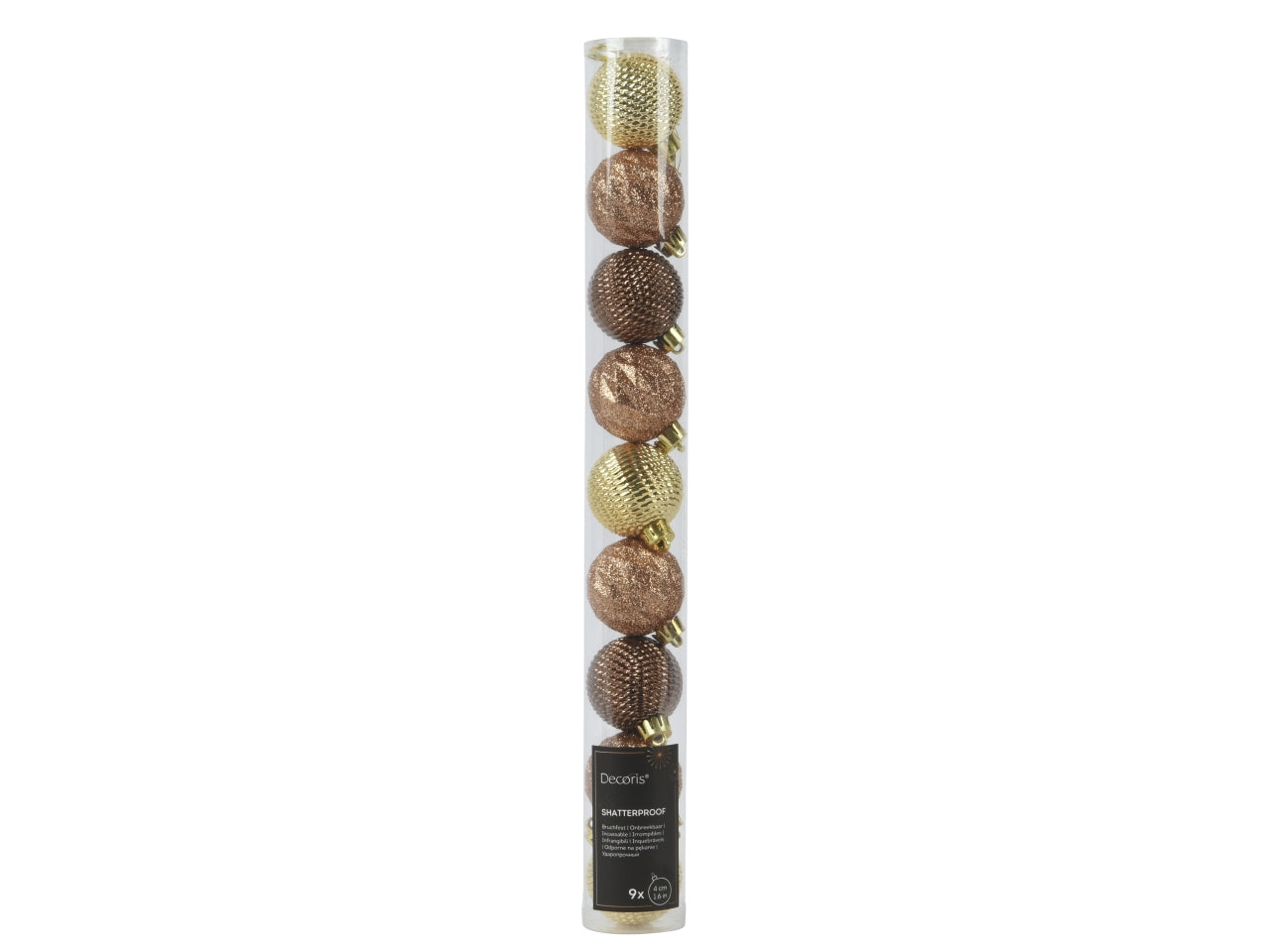 Palla 4cm in confezione da 9 pezzi lucido e glitter in colori assortiti