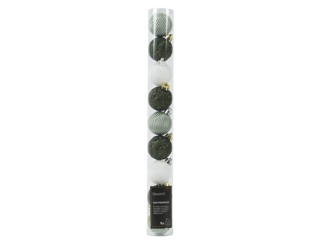Palla 4cm in confezione da 9 pezzi lucido e glitter in colori assortiti