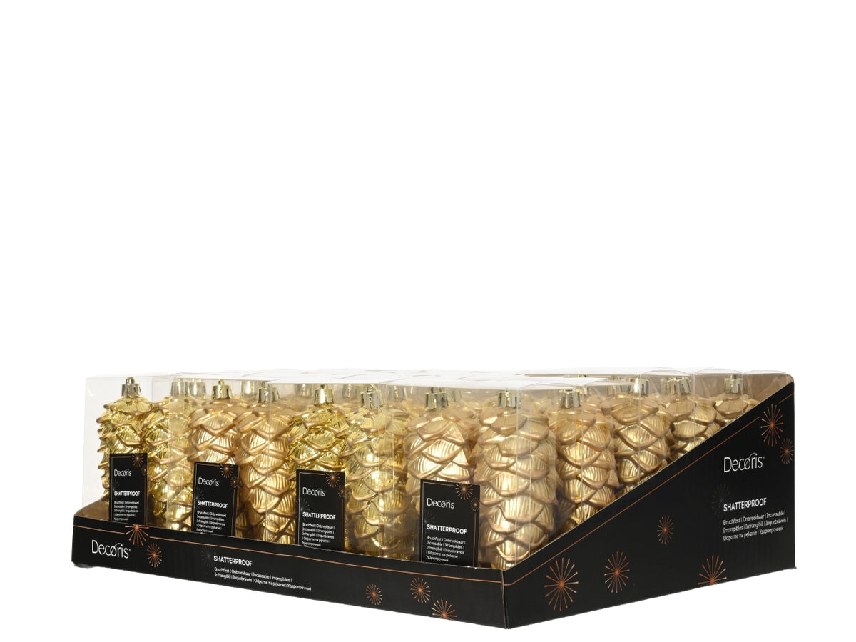 Appendino pigna da 11,5cm in confezione da 2 pezzi oro con glitter