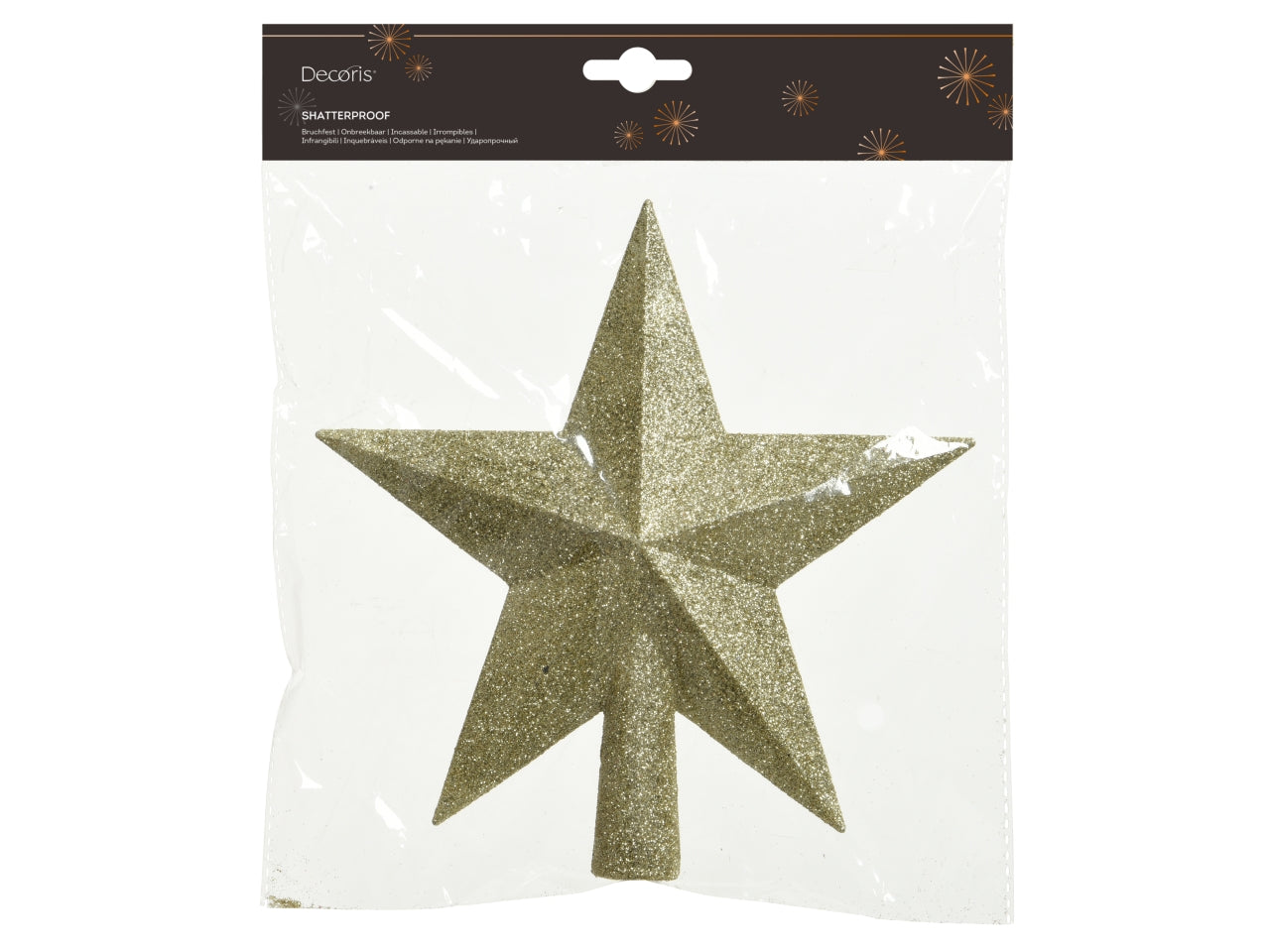 Puntale stella 19cm oro glitter