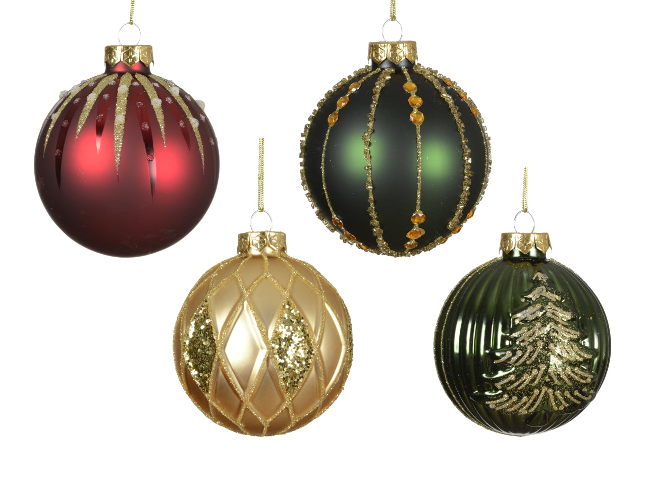 Palla in vetro 8cm 4 decori assortiti