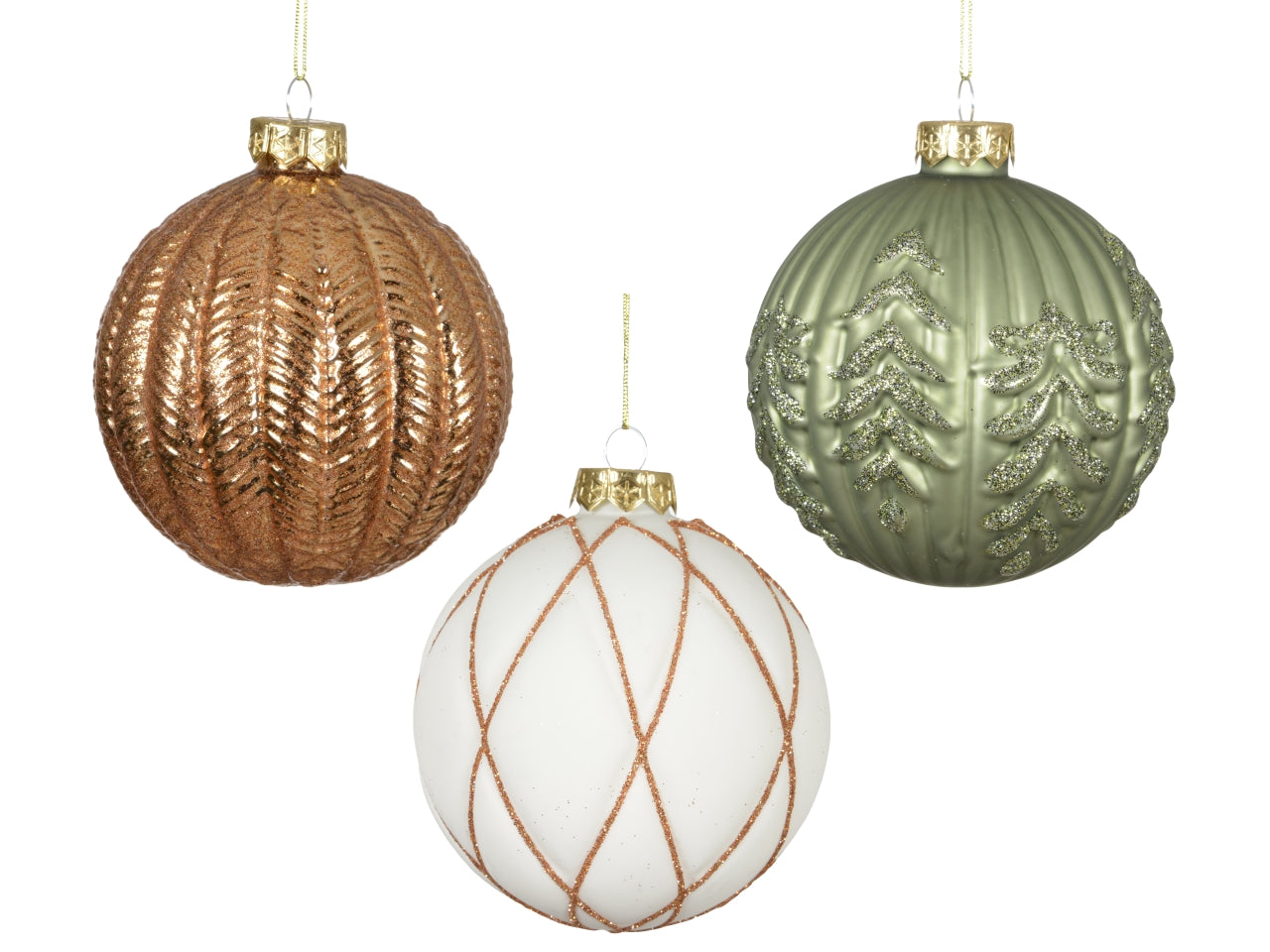 Palla in vetro 10cm 3 decori assortiti