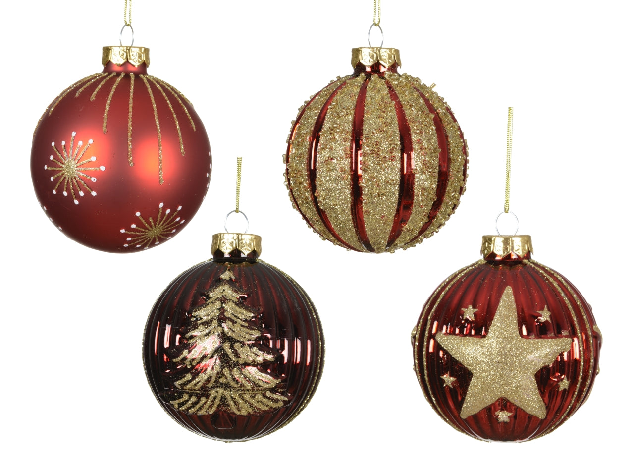 Palla in vetro 8cm 4 decori assortiti