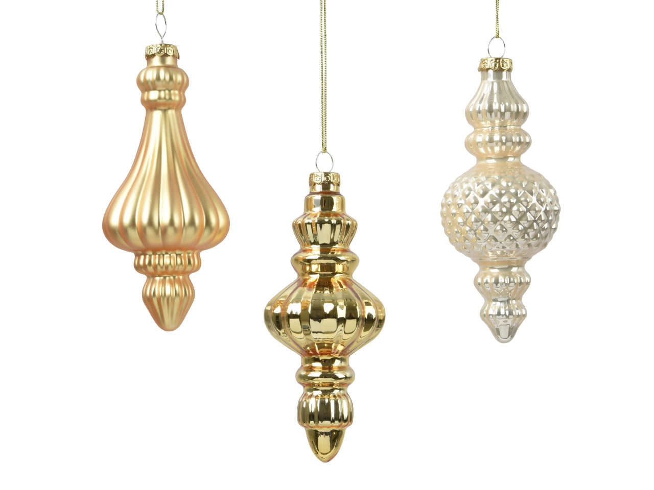 Appendino in vetro 15cm oro lucido, opaco e smaltato assortiti