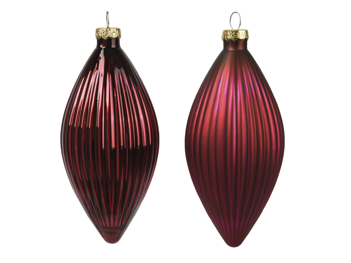 Palla oliva vetro 13cm in confezione da 3 pezzi bordeaux