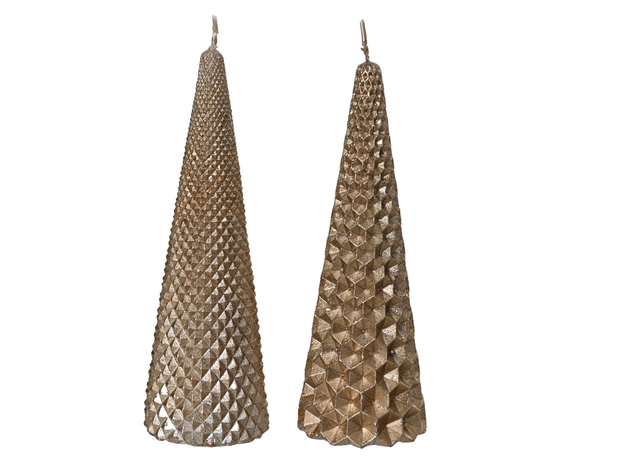Candela piramide 5xh.15cm bronzo glitter
