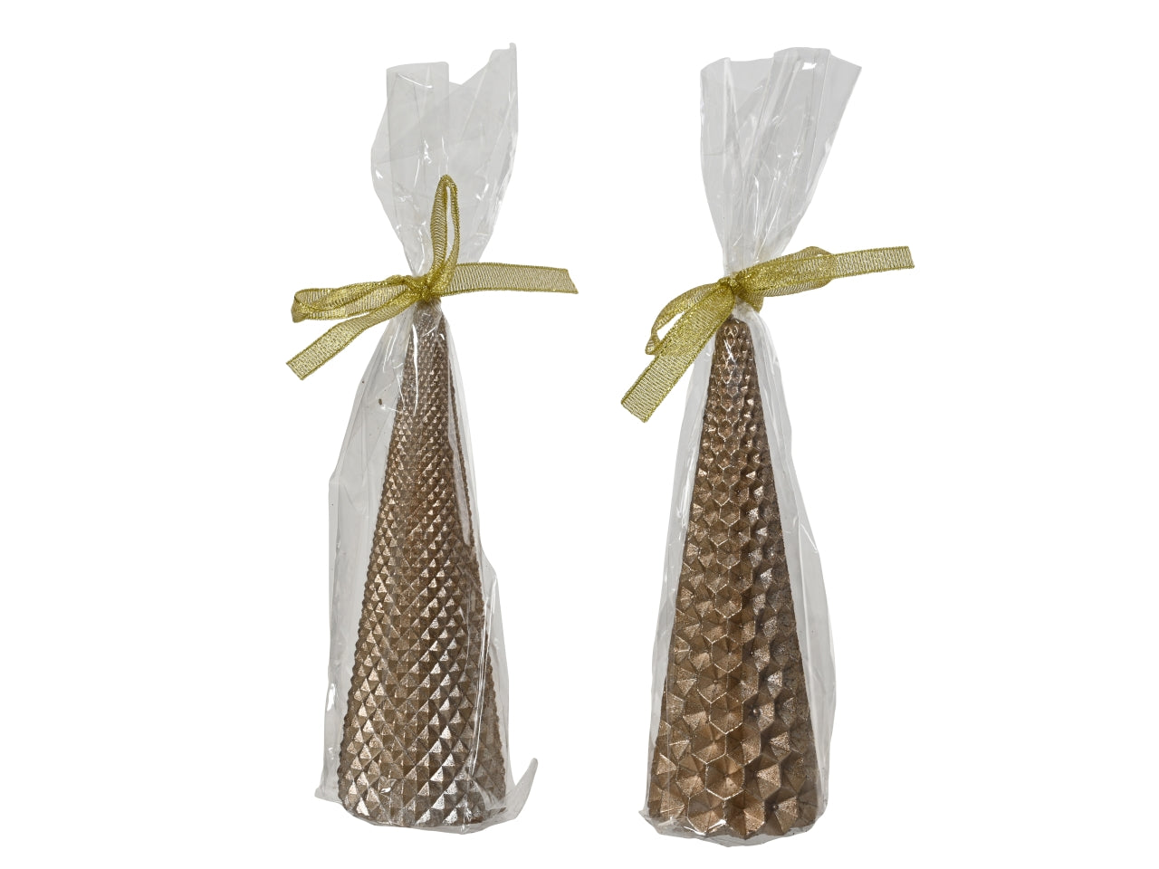 Candela piramide 5xh.15cm bronzo glitter