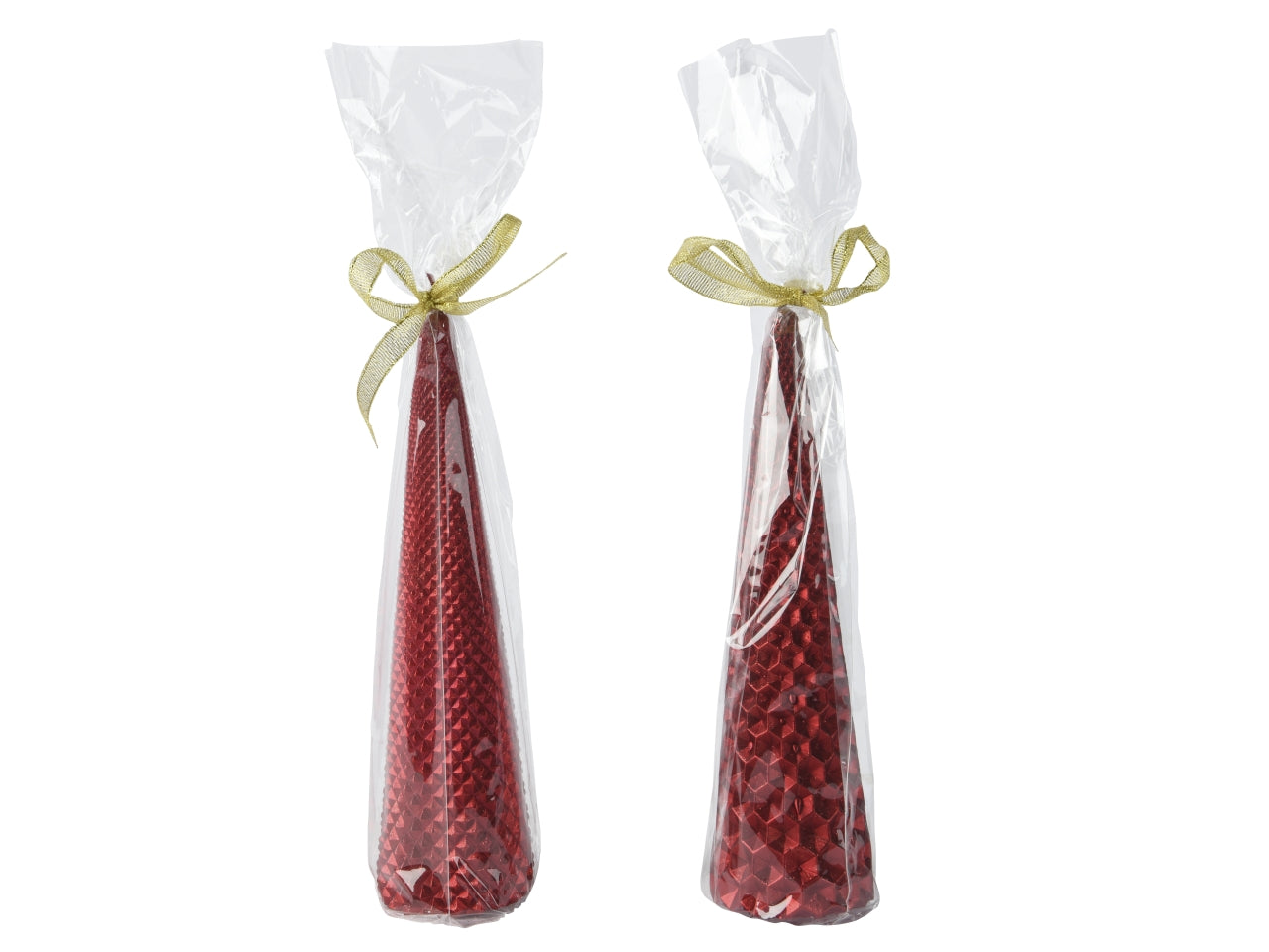 Candela piramide 5,5xh.20cm rosso glitter