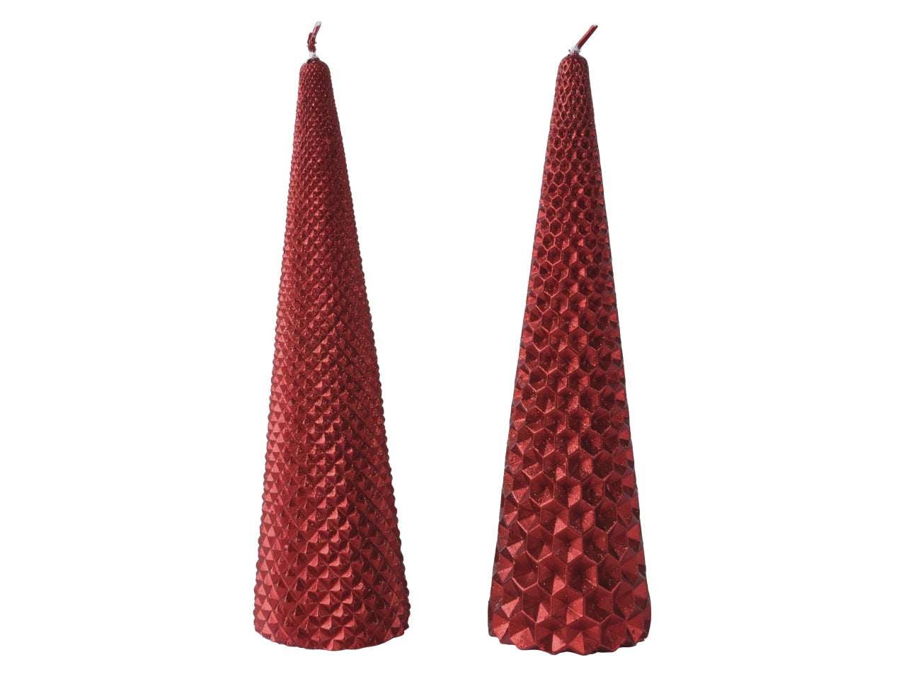 Candela piramide 5,5xh.20cm rosso glitter