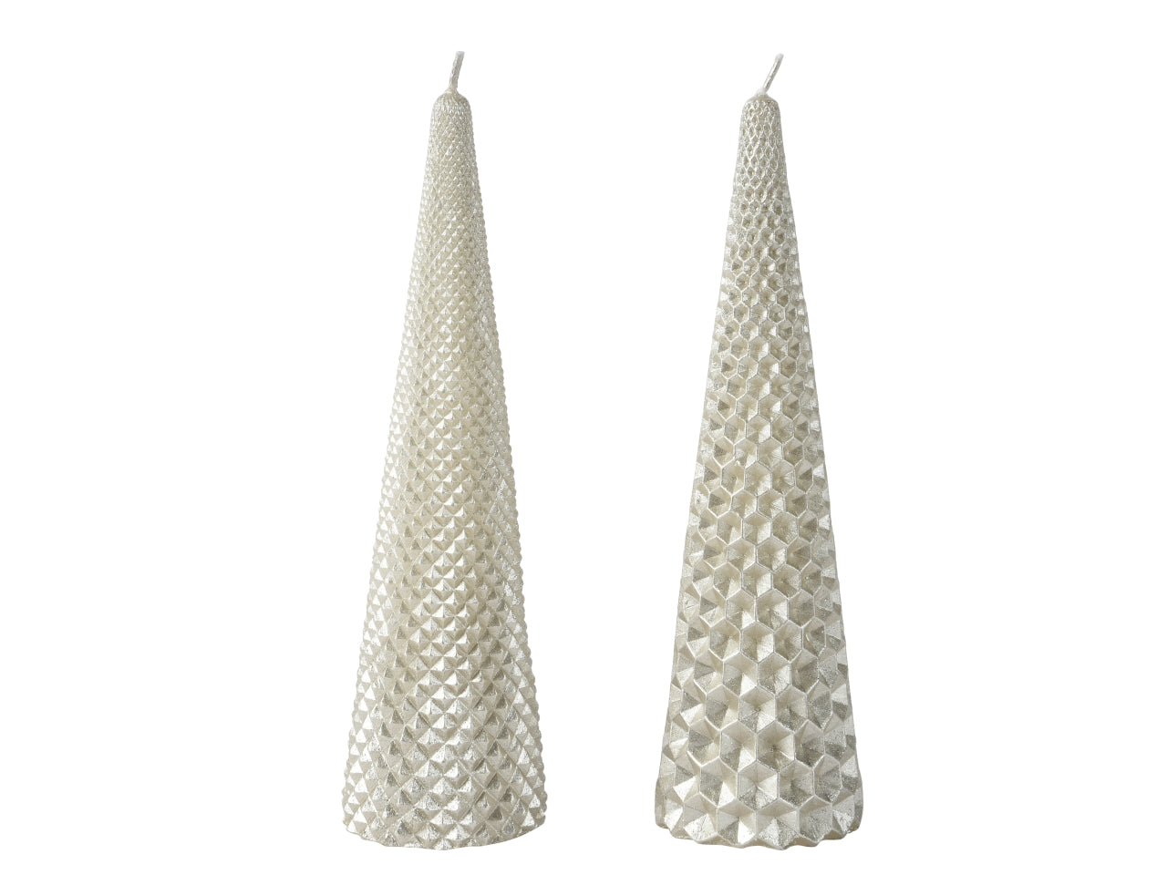 Candela piramide 5xh.15cm champagne glitter
