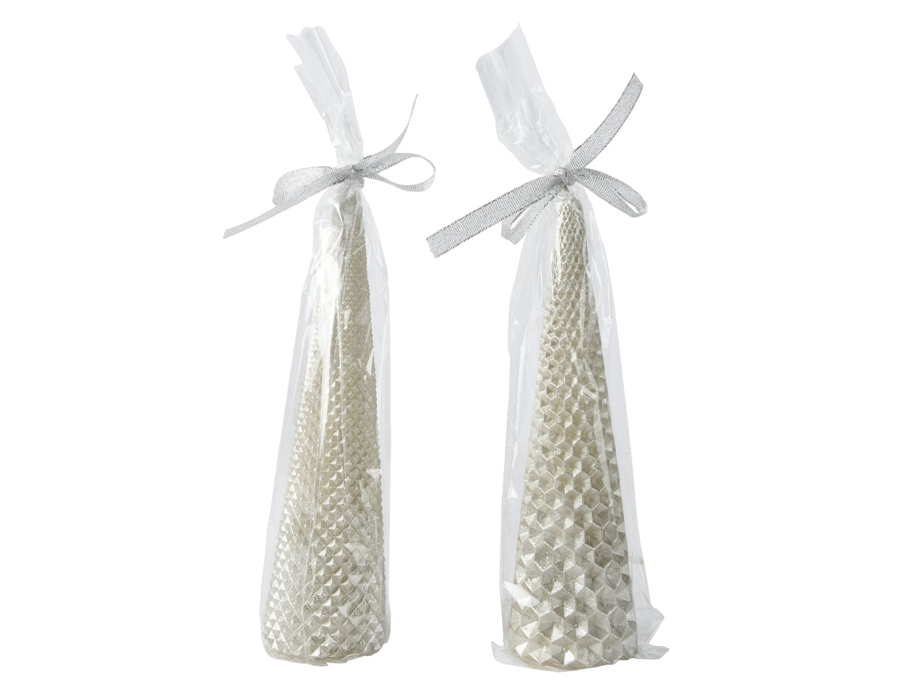 Candela piramide 5xh.15cm champagne glitter