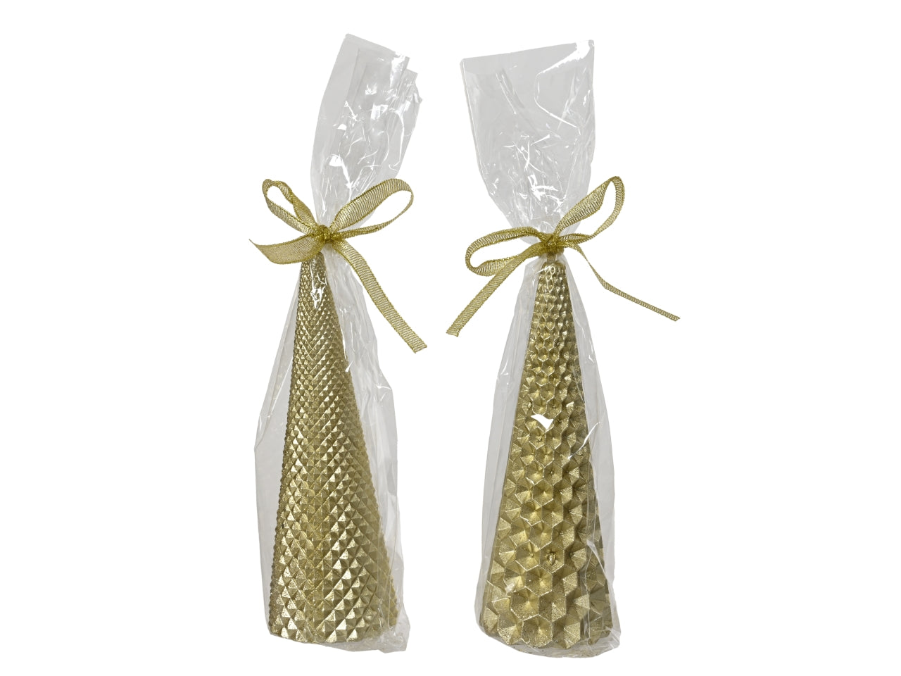Candela piramide 5xh.15cm oro glitter
