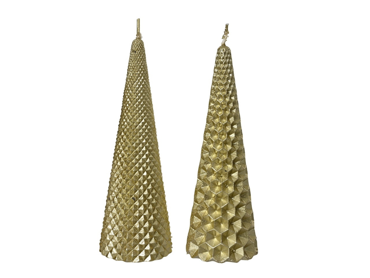 Candela piramide 5xh.15cm oro glitter
