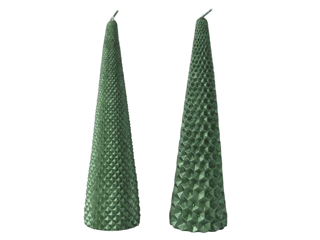 Candela piramide 5,5xh.20cm verde glitter