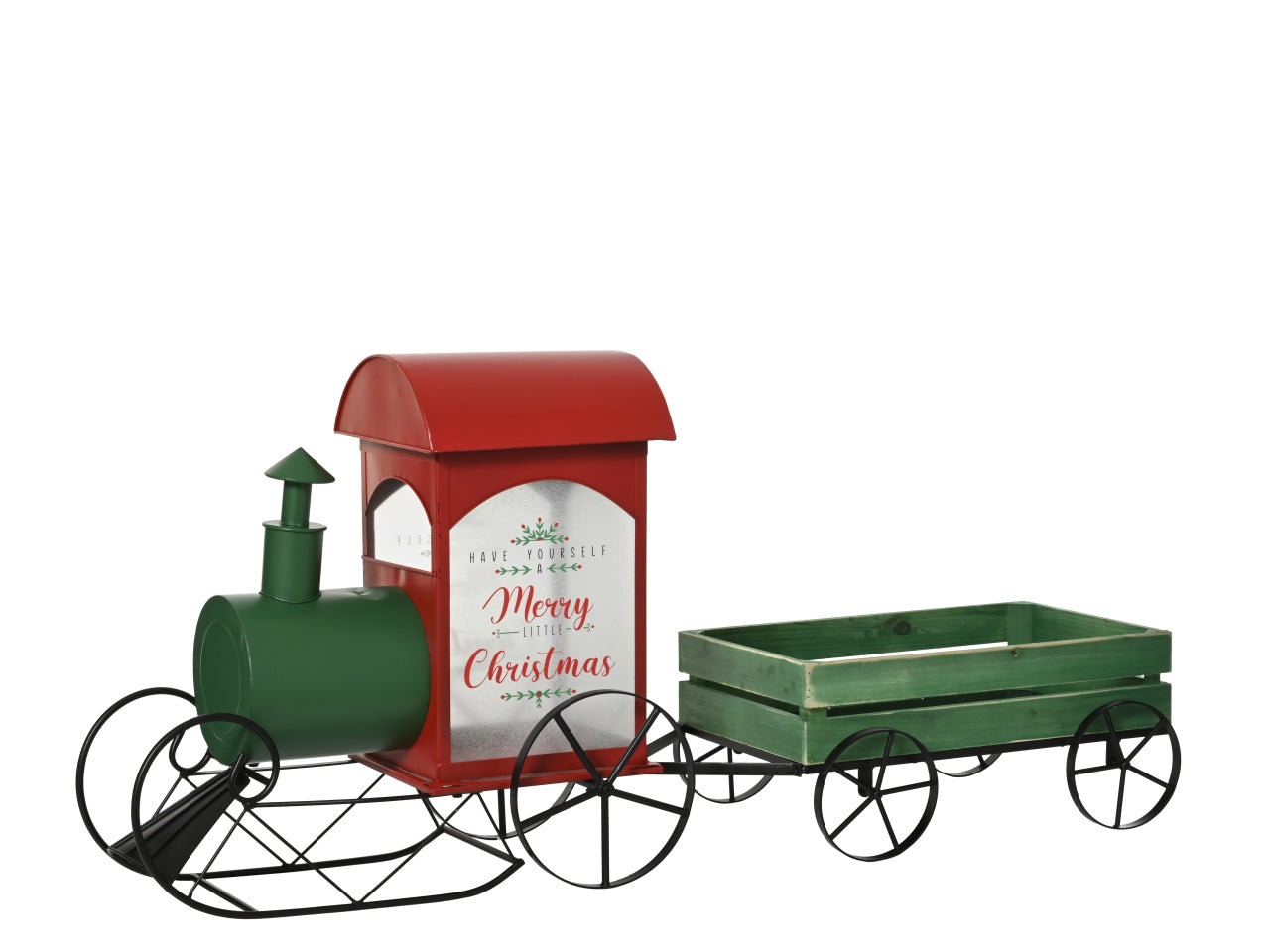 Trenino in metallo 35,5x128xh.57,5cm rosso e verde