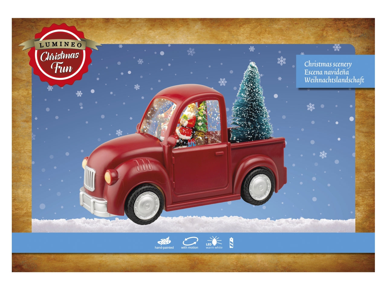 Auto babbo natale con acqua e luci led a batteria 10x22,5xh.15,5cm