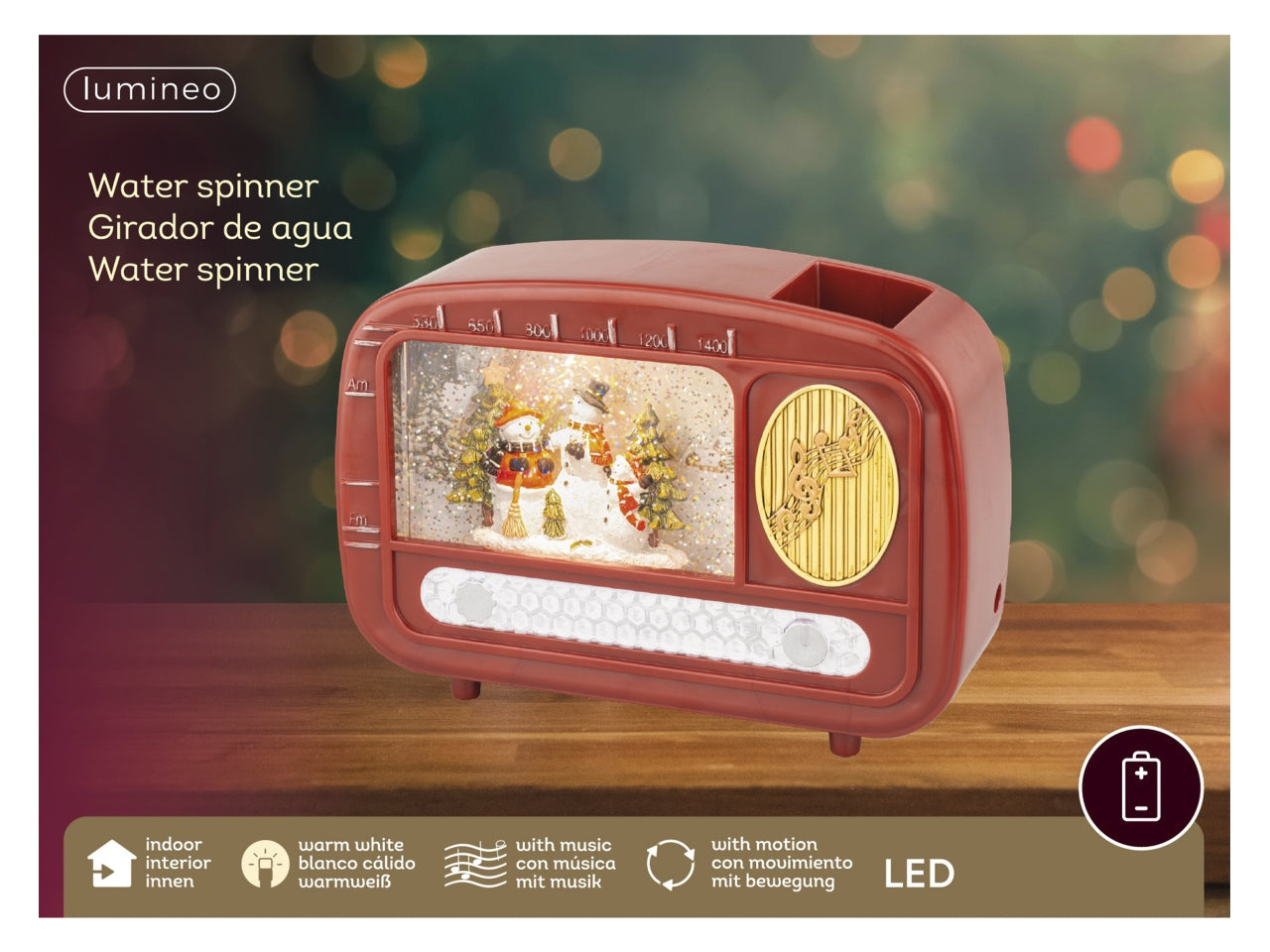 Radio con acqua led e musica 22x15,5cm 2 modelli