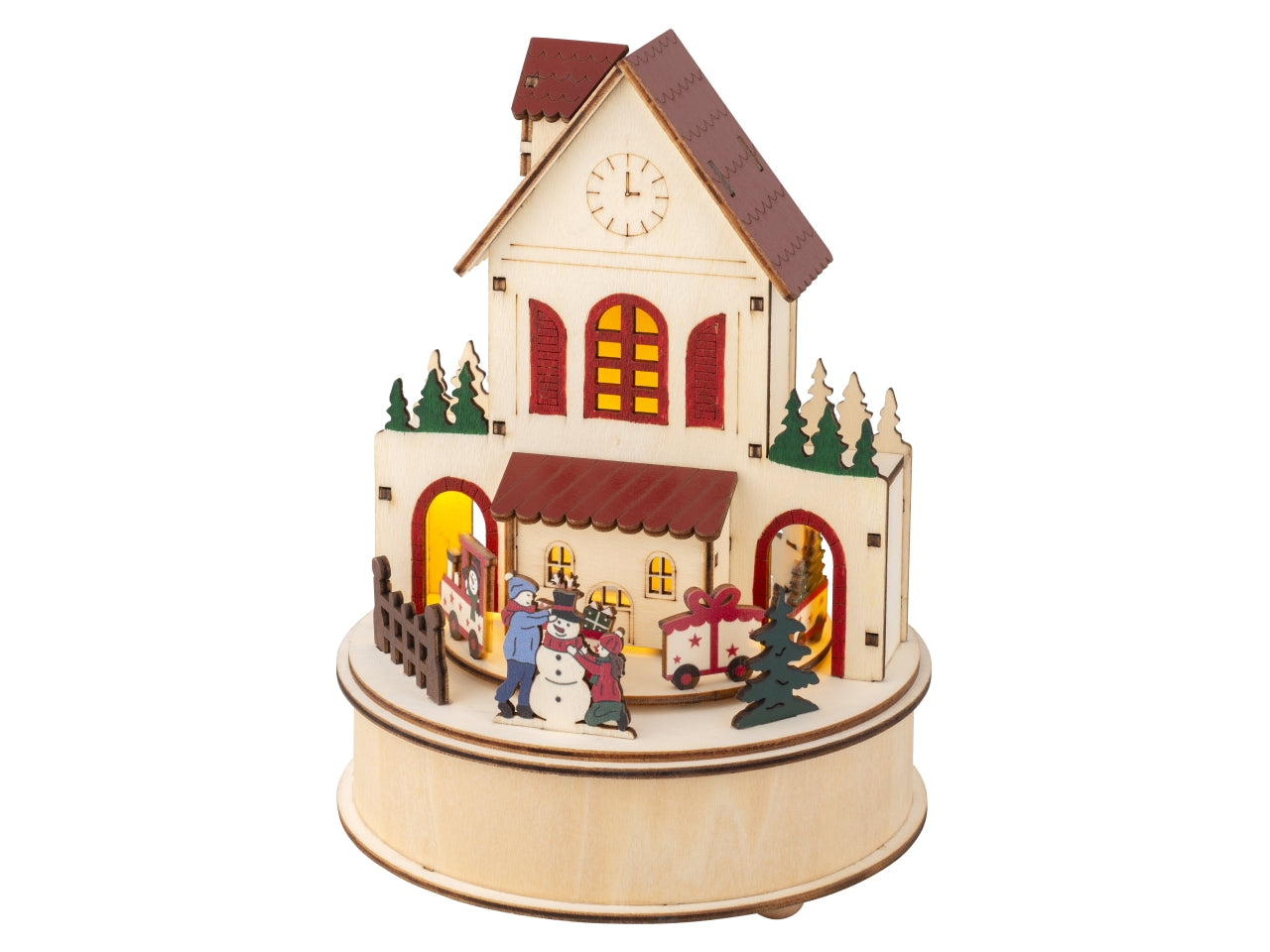 Scenario in legno con movimento e luce a batteria 15x20,3cm