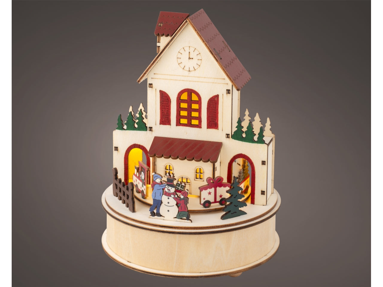 Scenario in legno con movimento e luce a batteria 15x20,3cm