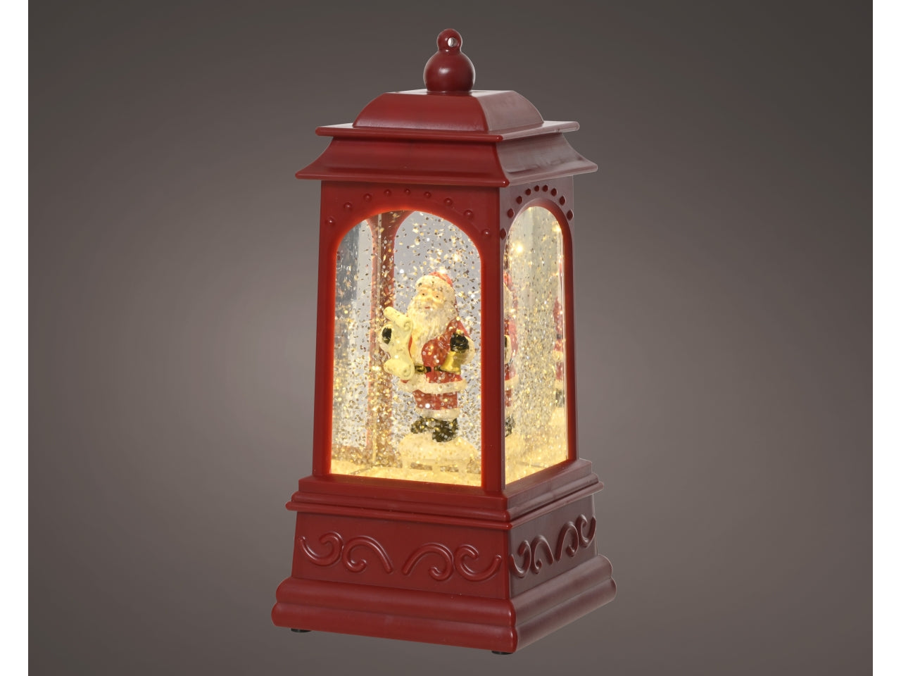 Lanterna babbo natale con acqua e luce a batteria 9xh.20,5cm