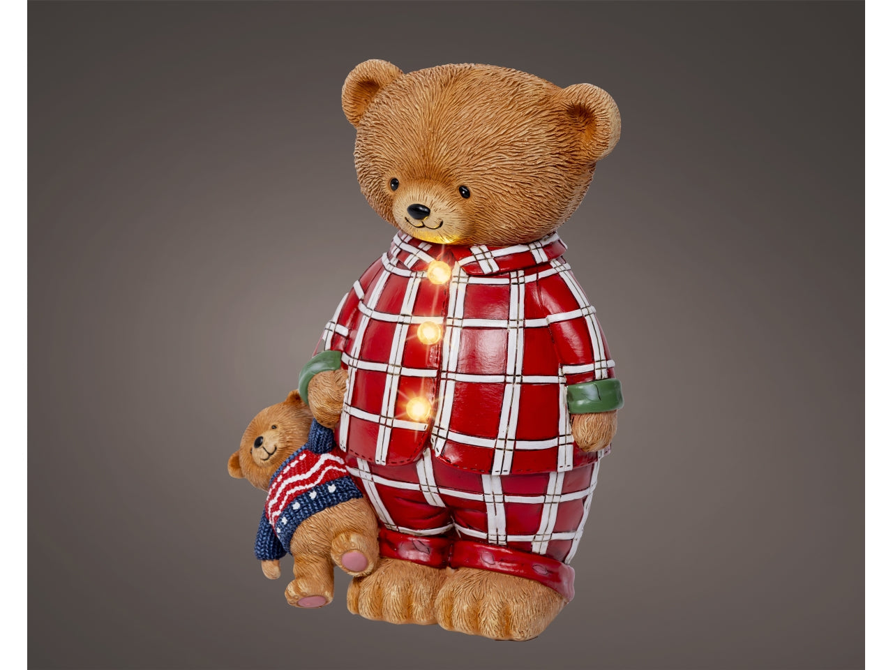 Orso con pigiama e led 24cm in resina