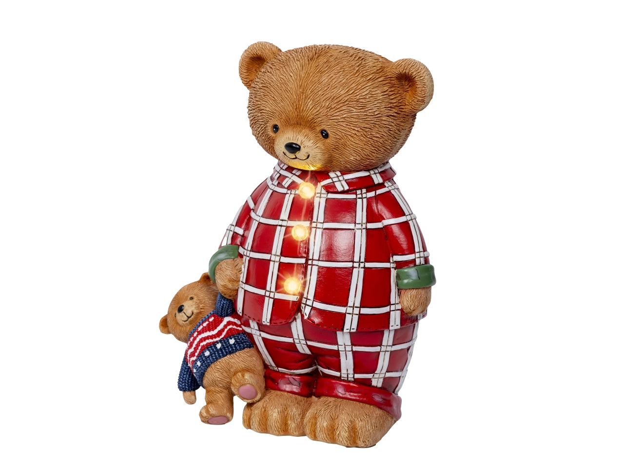Orso con pigiama e led 24cm in resina