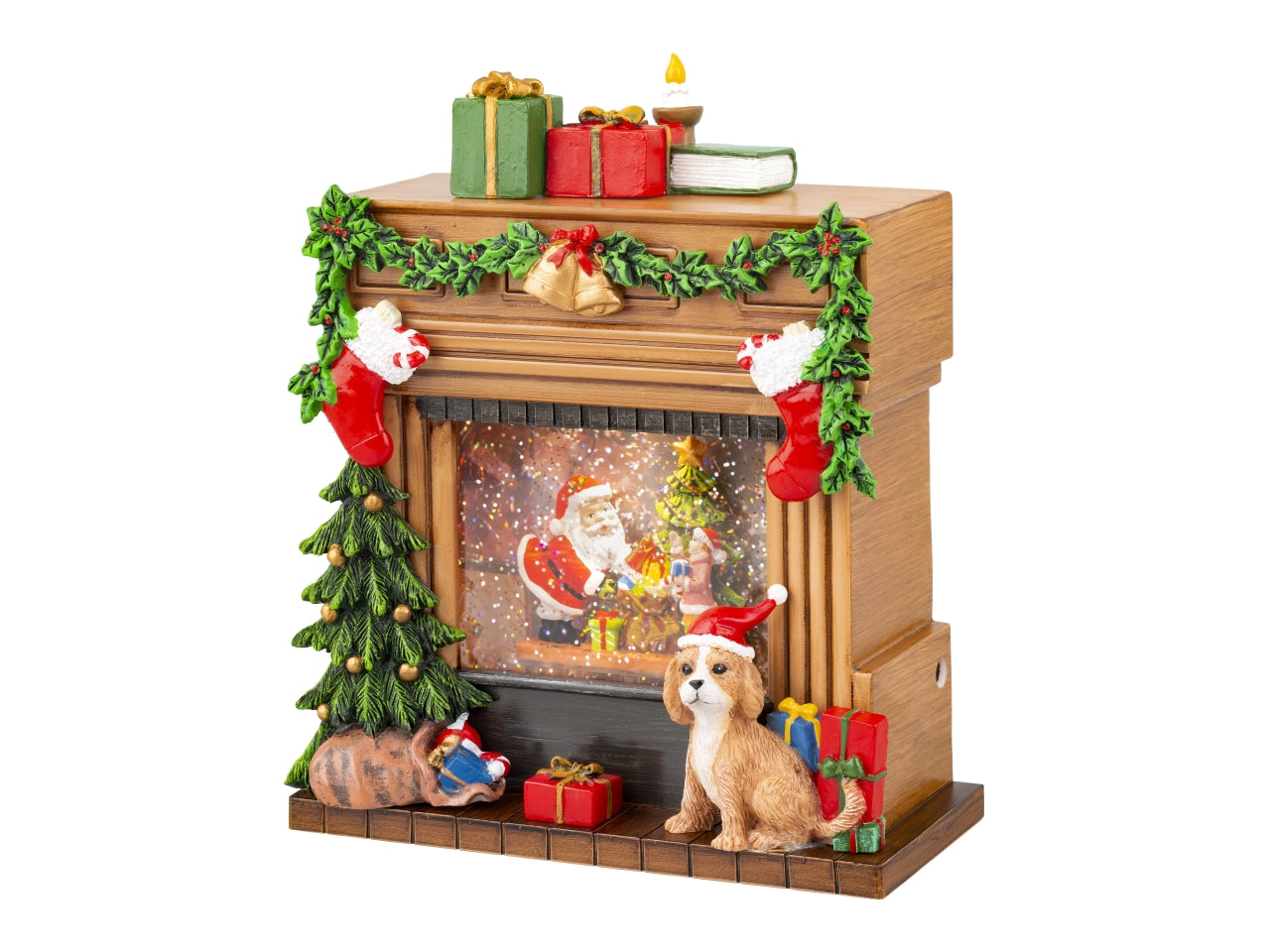 Camino con acqua, led e musica a batteria 9,3x19,5x23cm