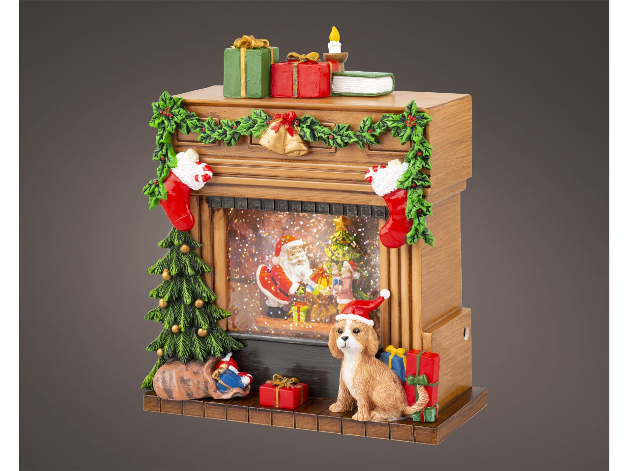Camino con acqua, led e musica a batteria 9,3x19,5x23cm