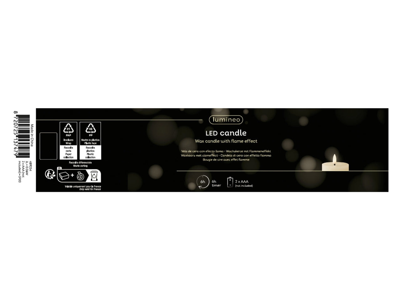 Candela led 7x15cm a batteria marrone