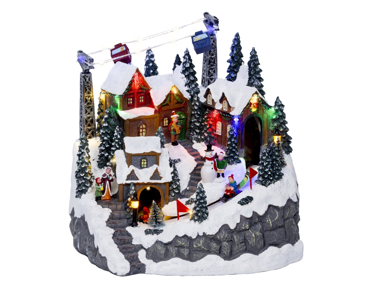 Scenario invernale con led multicolor, movimento e musica 26,5x30x28,5cm