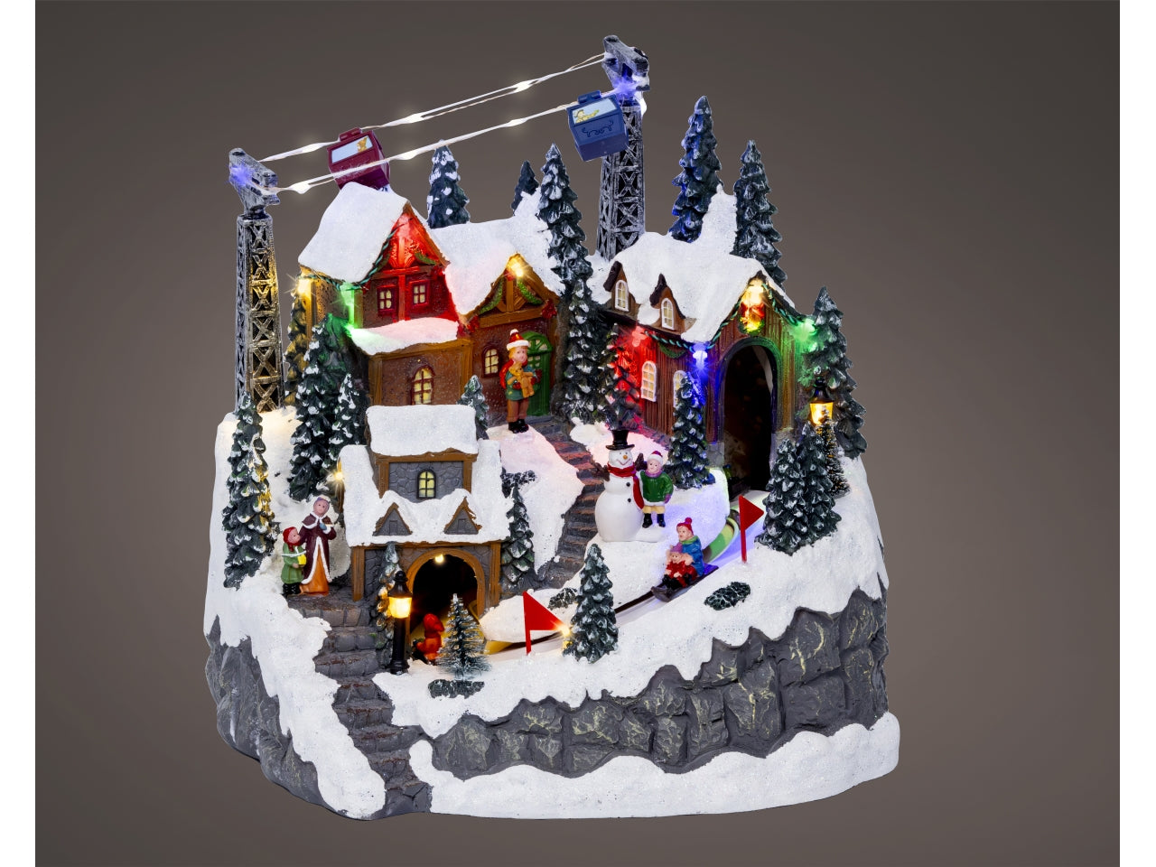 Scenario invernale con led multicolor, movimento e musica 26,5x30x28,5cm