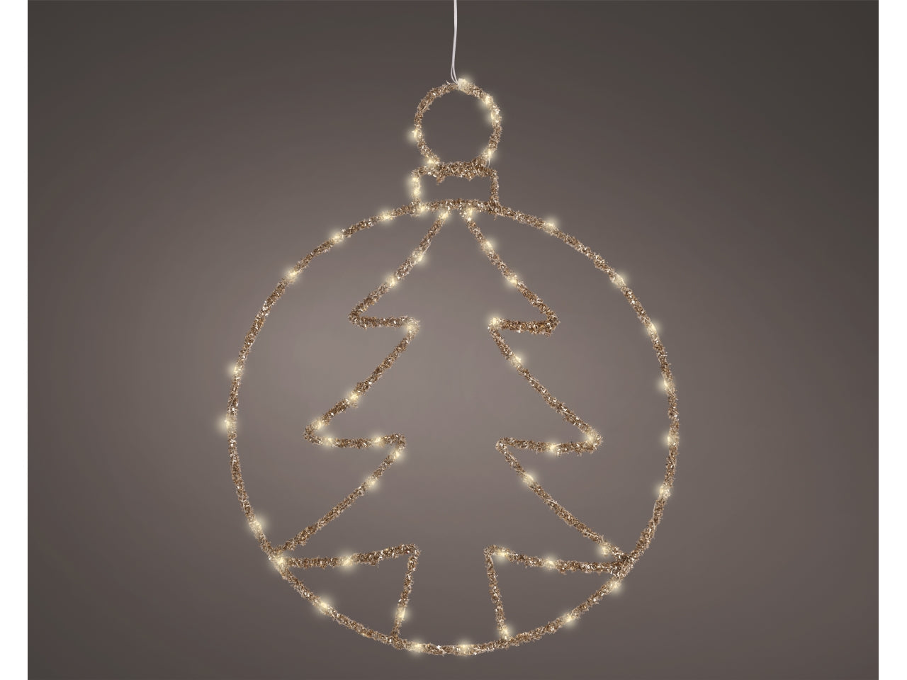 Palla con albero 49cm con led bianco caldo effetto fisso a batteria