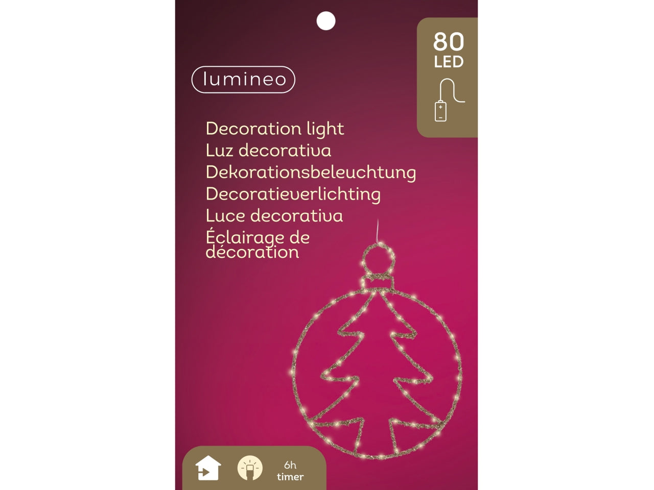 Palla con albero 49cm con led bianco caldo effetto fisso a batteria