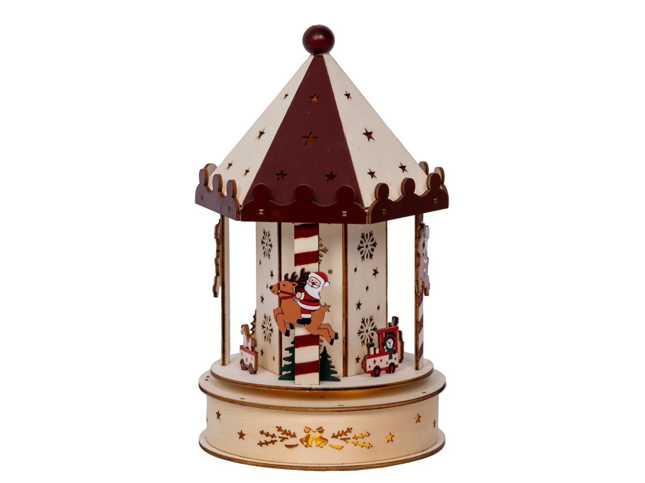 Giostrina 26cm in legno con led e movimento a batteria 15xh.26cm