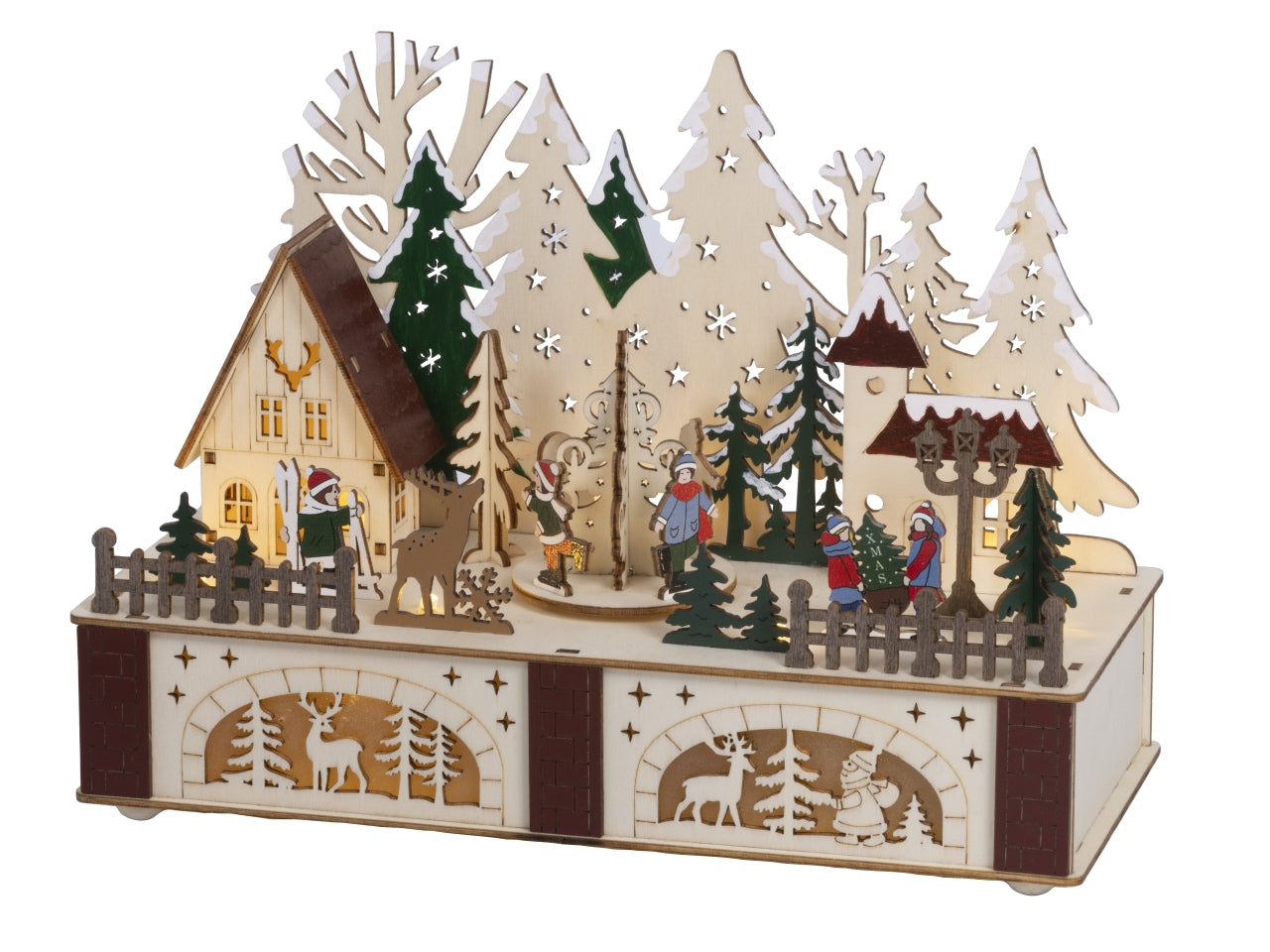 Scenario in legno 12x28x20cm con led e musica a batteria