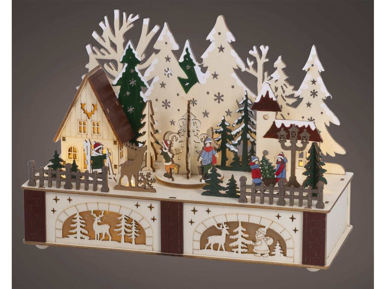 Scenario in legno 12x28x20cm con led e musica a batteria